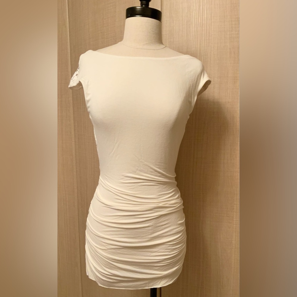 Women’s Bailey 44 Sleeveless Ruched Lace Back Ivory Blouse Size Medium